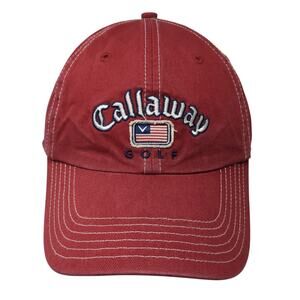 Callaway Golf Slideback Hat Red One Size Embroidered Adjustable USA Flag